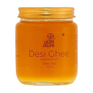 Pure & Sure Organic Ghee | Organic Desi Ghee | A2 Ghee | Pure Organic Cow Ghee | 500Ml
