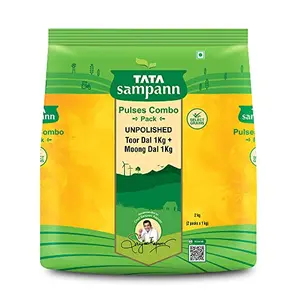 Tata Sampann Pulses Combo Pack Unpolished Toor Dal (Arhar Dal) & Unpolished Moong Dal 2kg