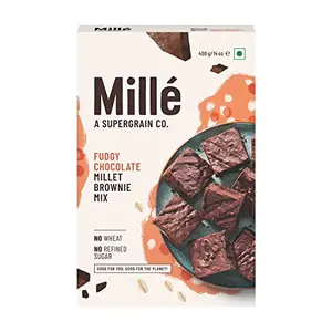 Mille NO MAIDA Fudgy Chocolate Brownie Mix | Gluten Free Brownie | Eggless | No Atta | No Refined Sugar | High Plant Protein | Low Carbs | Low GI Millet Grain | 400 grams