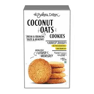 The Baker's Dozen Handmade Coconut Oats Cookies | Delicious Fresh And Crunchy Cookies | Wholesome and Flavourful Treats | Preservative-free | Eggless | 150g | Pack of 1
