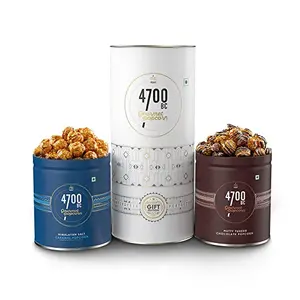 4700BC Gourmet Popcorn Combo box(2 Tins: 1 Himalayan Salt Caramel 1 Nutty Tuxedo Chocolate) 275gm
