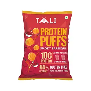 Taali Protein Puffs Snacks - Smoky Barbeque |Tasty Healthy Snacks |Gluten Free Snacks with 100% Plant Protein 100% Vegetarian | No Trans Fat No Cholesterol Roasted Not Fried  (Pack of 1 x 60 gm)