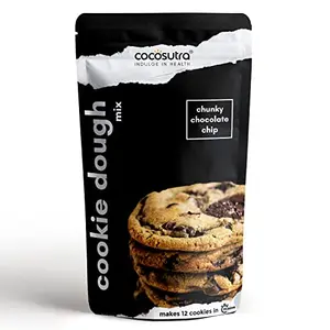 COCOSUTRA Cookie Dough Mix Chunky Chocolate | 100% Natural & Vegan | 3 Easy Steps for Perfect Cookies - Whisk Scoop & Bake - 220 g