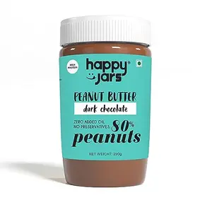 Happy Jars Peanut Butter Chocolate Flavour 290g | High Protein | Real Dark Chocolate | Vegan | Organic Jaggery Nut Butter