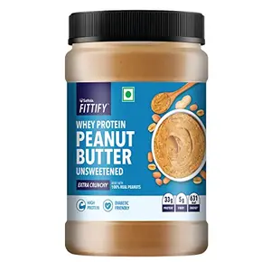 Saffola FITTIFY Whey Protein Peanut Butter | Unsweetened | Extra Crunchy | High Protein | No Added Sugar |  Friendly | Keto Diet | 925g