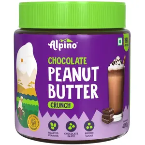 ALPINO Chocolate Peanut Butter Crunch 400g - Roasted Peanuts Chocolate Paste Brown Sugar & Sea Salt - 24g Protein non-GMO Gluten Free Vegan Plant Based Peanut Butter Crunchy