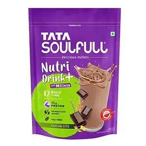 Tata Soulfull Nutri Drink+ with Millets | Cocoa Lite Flavour | 12 Natural Grains | 10g Protein High Fibre and NO Added Refined Sugar | Delicious Millets | 400g