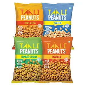 Taali Roasted Peanuts | 150 gm (Pack of 4) | Try All Flavors | Crunchy Healthy Snacks Ready to eat | Roasted Not Fried Restaurant Style Gluten free productsNo Trans Fat
