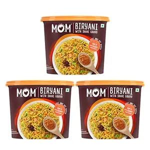 MOM - Meal of the Moment Veg Biryani with Shahi Gravy 140g (Pack of 3) - Ready to Eat | Instant Food | No added Preservatives