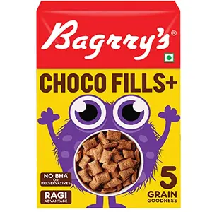 Bagrrys Choco Fills Plus | 5 Grain Goodness | Ragi Advantage | Source of Fibre | Kids Cereal | Choco Fills 250 g Box
