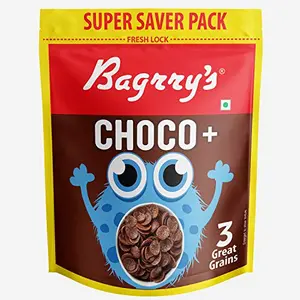 Bagrry's Choco+ with 3 Great Grains(Oats+Whole Wheat+Rice) Kids Cereal 1.2kg Pouch| No Maida | Yummy Breakfast Cereal