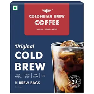 Colombain Brew Coffee Arabica Original Cold Brew 5 Brew Bags 20 Cups