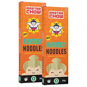MasterChow Japanese Ramen Noodles - Pack of 2| Egg Noodles | No Preservatives | Get Restaurant Style Taste in Just 10 Minutes | No Maida Not Fried |Serves 4-5 Meals | 300gms Each