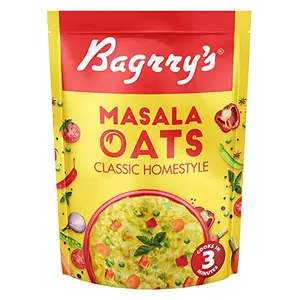 Bagrry's Masala Oats 500gm Pouch | Classic Homestyle | Source of Protein| High Fibre| Helps Manage Weight| BreakFast Cereal| Healthy Snack|Made With 100% Whole Grain Oats| Masala Oats