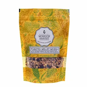 Wingreens Monsoon Harvest Toasted Millet Muesli Fig & Honey with Salted Pistachios 250 g Natural breakfast Cereal  Healthy Gluten-Free with whole grains nuts & dry fruits high fiber Zero white Sugar