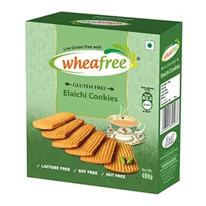 Wheafree Gluten Free Elaichi Cookie 400g Pack | Lactose Free | No Maida | Best Tea Time Snacks | 100% Vegetarian and Wholesome Ingredients
