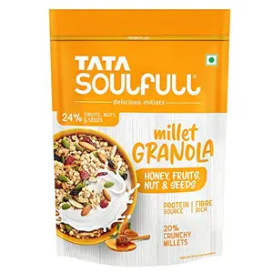 Tata Soulfull Millet Granola | Honey Fruits Nut & Seeds | 400g | 20% Crunchy Millets | 24% Fruits Nut & Seeds | Fibre Rich and Protein Source | Delicious Millets