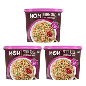 MOM - Meal of the Moment Fried Rice with Schezwan Gravy 145g (Pack of 3) - Ready to Eat | Instant Food | No added Preservatives
