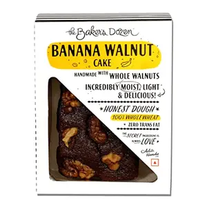 The Baker's Dozen 100% Wholewheat Banana Walnut Cake | With Natural Sweetness of Freshly Mashed Bananas | Loaded with Crunchy Walnuts | Fresh Fluffy and Nutritious Cake | No Maida | 150g | Pack of 1