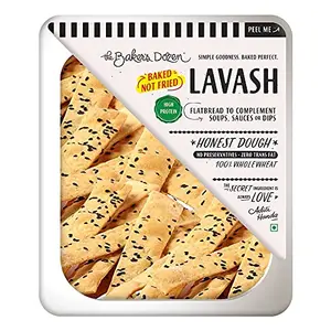 The Baker's Dozen 100% Wholewheat Lavash | Baked Not Fried | Crunchy Flatbread topped with Black and White Sesame Seeds | Preservative-free & No Maida | Pack of 1