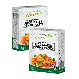 Wheafree Gluten Free Rice Maize Penne Pasta - 2 Packs (250g Each) | No Trans Fat | No Cholesterol | Easy to Cook