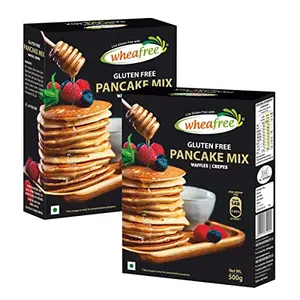 Wheafree Gluten Free Pancake Mix (Pack of 2 x 500g Each) | Make Waffles Pancakes and Crepes | Lactose Free | Neutral Balanced Flavour | Quick and Easy to Make
