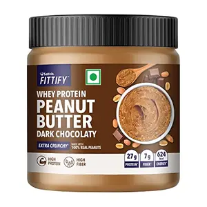 Saffola FITTIFY Whey Protein Peanut Butter | Dark Chocolaty | Extra Crunchy | High Protein | High Fiber | Vegan| No Trans Fat | 340g