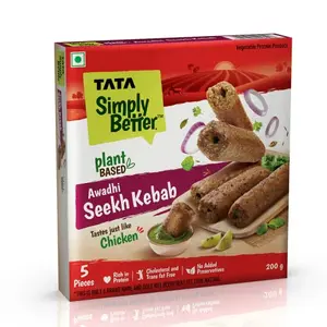 Tata Simply Better Plant-Based Awadhi Seekh Kebab Tastes Just Like Chicken - 5 Pieces 200g