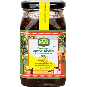 THE LITTLE FARM CO Sweet & Sour Lemon Pickle - Nimbu ka Achar | Oil Free | Homemade Khatta Meetha Nimbu Pickles | No Added Preservatives No Artificial Flavours | Traditional Recipe 450g