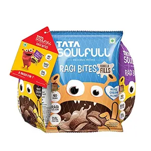 Tata Soulfull Ragi Bites Combo Pack Choco Fills Vanilla Fills & Strawberry Fills 140g (28g x5)