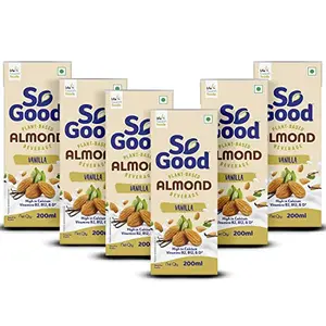 So Good Plant Based Almond Beverage Vanilla 1.2 L (6 x 200ml) | Lactose Free | Gluten Free | No Preservatives | Zero Cholesterol | Dairy Free| Source of Calcium & Vitamins