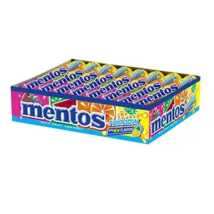 Mentos Chewy DrageeRainbow Roll Assorted Flavour 655.2g (Pack of 18 Sticks)