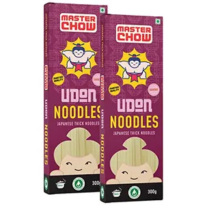 MasterChow Healthy Wheat Udon Noodles - Pack of 2 | 100% Whole Wheat | No Maida Not Fried | Serves 4-5 Meals | 600gms