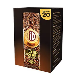 iD 100% Authentic | Bold | Coffee Decoction | Liquid | Instant Filter Coffee | 70% Coffee & 30% Roasted Chicory | Arabica & Robasta Beans | Serve 40 Cups | Pack of 20 | 400ml (20ml Each Pouch)