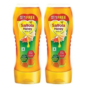 Saffola Honey Gold 100% Pure Honey Made with Kashmir Honey Squeezy pack 2 x 350g (Buy 1 Get 1)