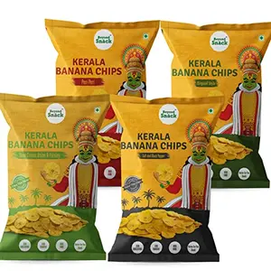 Beyond Snack Kerala Banana Chips - Pack of 4 Combo (400gms) - Original Style Peri Peri Sour Cream Onion & Parsley and Salt and Pepper ( 4 x 100 g ) Chips
