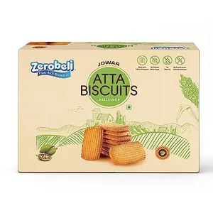 Zerobeli Jowar Atta Biscuits with Elaichi 375 g |Premium Handmade Atta Biscuits| No Refined White Sugar No Palm Oil Preservatives or Colors|