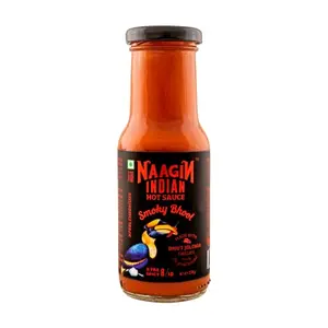 NAAGIN Indian Hot Sauce  Smoky Bhoot (230g) | Extra Spicy | Ghost Pepper Sauce | Made with Fresh Vegetables & Premium Bhut Jolokia Chillies | 100% Vegan | No Artificial Colours/Flavours | Perfect as a Condiment Cooking Sauce or Marinade | Proudly Made in 