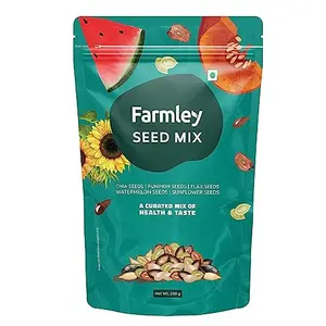 Farmley Premium Seed Mix - 200g | Chia seeds | Pumpkin seeds | Healthy snacks | Mix seeds | Weight loss | High protein | Gluten free | Roasted seeds | Superfood | Vegan |Ready to eat