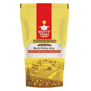 Nutty Yogi 5 Multi Millet Flour l Gluten Free l Grain-Free l Amaranth Bajra Foxtail Millet Sorghum Ragi l Diet Food For Weight Loss l Mix in Atta to make it Multigrain atta 400gm
