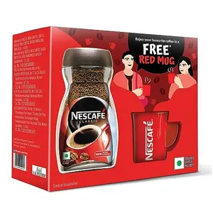 NESCAFE Classic Instant Coffee Powder with a FREE Red Mug 190g | Made with Robusta Beans | Roasted Coffee Beans | 100% Pure Coffee