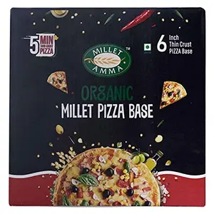 Millet Amma Organic Millet Pizza Base - 200g | 70% Millet Content | Thin Crust | Pack of 6 Pizza Base in a Box | Ready to Cook | 100% Vegan & Gluten Free | Healthy Swipe Than Normal Pizza Base