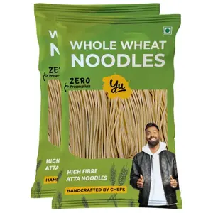 Yu Foodlabs - Whole Wheat Noodles - 100% Atta & Zero Maida - Easy To Digest Healthy Noodles - No Preservatives & 100% Natural - Just Boil - Ready In 5 Mins - Serves 6-300 grams (Pack Of 2)