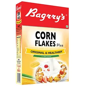 Bagrry's Corn Flakes Plus 475g Box |Original and Healthier | Low Fat & Cholesterol | High Fibre |All Natural CornFlakes | Breakfast Cereal