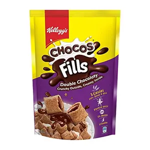 Kellogg's Chocos Fills 170g/165g/160g(Weight may vary) | Double Chocolaty Anytime Snack | 3 Grains: Oats Wheat & Rice Protein & Vitamin Rich 0% Maida | Multigrain Goodness