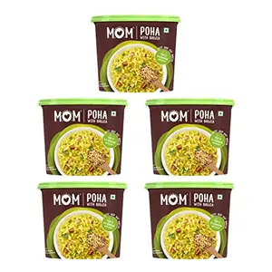 MOM - Meal of the Moment Poha with Bhujia 80g (Pack of 5) - Ready to Eat | Instant Food | No added Preservatives