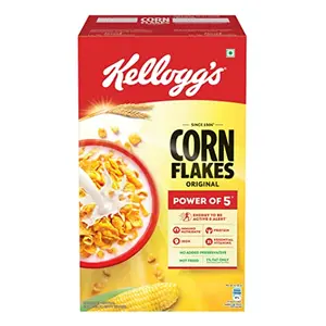 Kellogg's Corn Flakes Original 475g | Power of 5: Energy Protein Iron Calcium Vitamins B1 B2 B3 & C | Corn Flakes Breakfast Cereal | Naturally Cholestrol Free