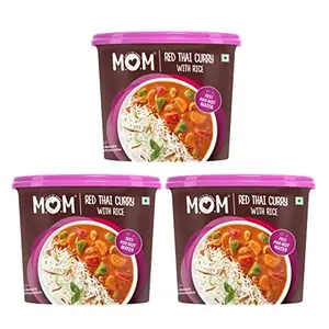MOM - Meal of the Moment Red Thai Curry Rice 108g (Pack of 3) - Ready to Eat | Instant Food | No added Preservatives