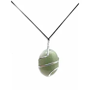 Reiki Crystal Products Green Aventurine Natural Stone Pendant Wire Wrapped Oval Pendant Semi Precious Stone Pendants for Unisex