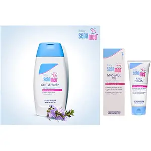 Sebamed Baby Massage Oil 150ml & Baby Rash Cream 100ml & Baby Wash Extra Soft 200ml